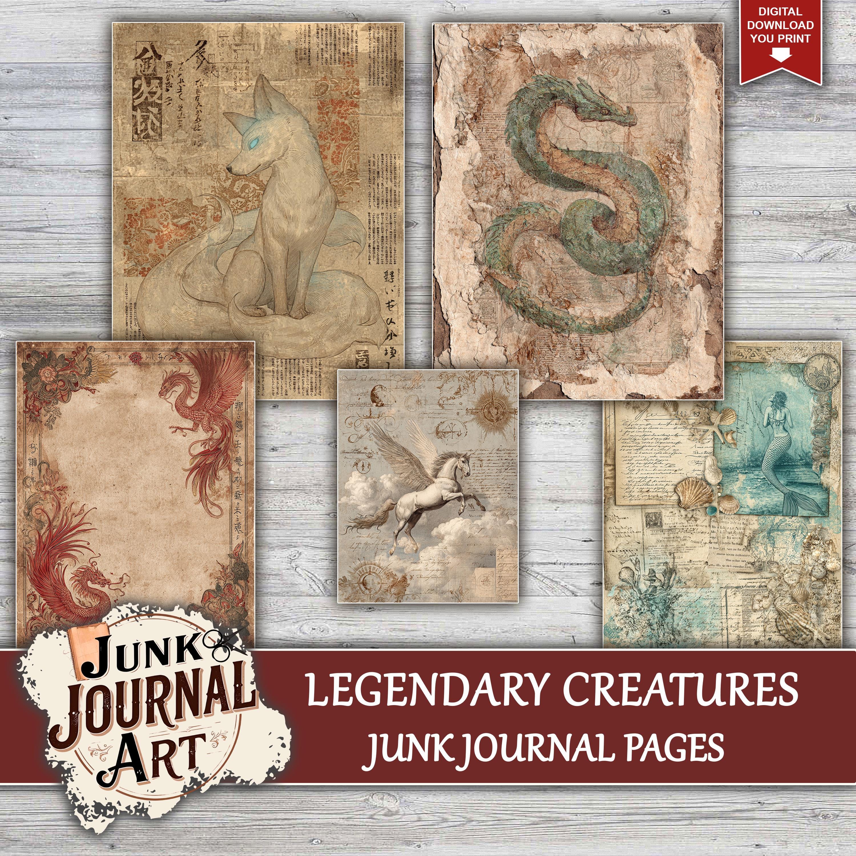 Legendary Creatures Junk Journal Pages, Junk Journal Supplies, Fantasy ...