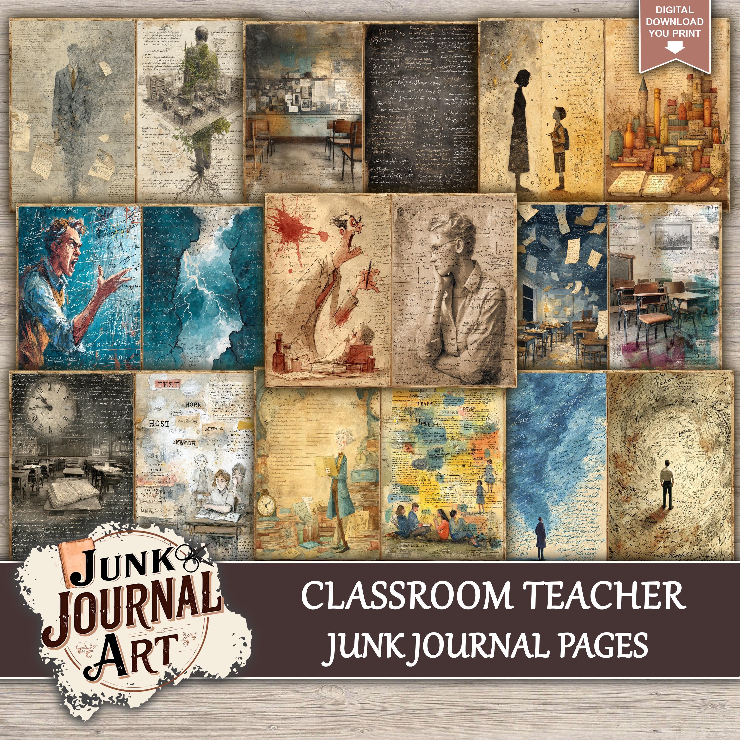 Classroom Teacher Junk Journal Printable Pages - Vintage School Ephemera, Dark Academia Kit ...