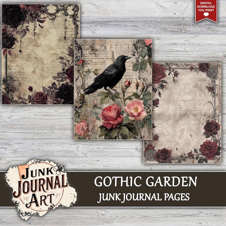 Gothic Garden Junk Journal Pages, Junk Journal Supplies, Vintage ...
