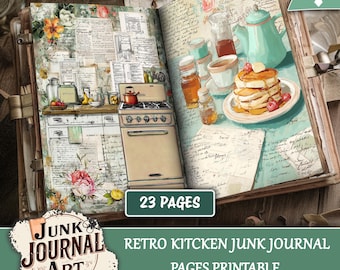 Retro Kitchen Junk Journal Kit, Vintage Cooking and Baking Printable Pages, Baking Paper