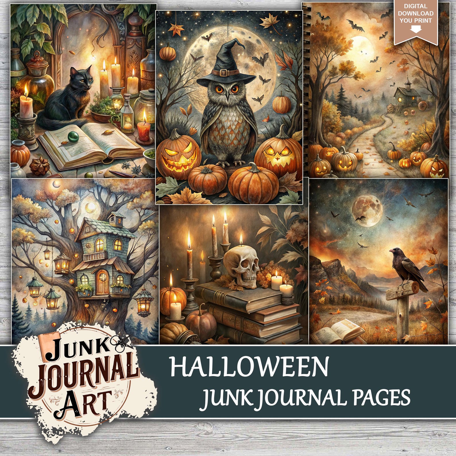 Halloween Junk Journal Kit Digital, Junk Journal Supplies, Junk Journal ...