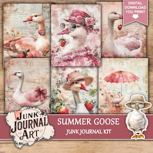 junk journal supplies, junk journal kits, junk journal ideas, junk journal paper, junk journaling kits, junk journaling, junk journal sticker, vintage junk journal, Strawberry journal, goose junk journal, Strawberry clipart, Fussy cuts, scrapbook