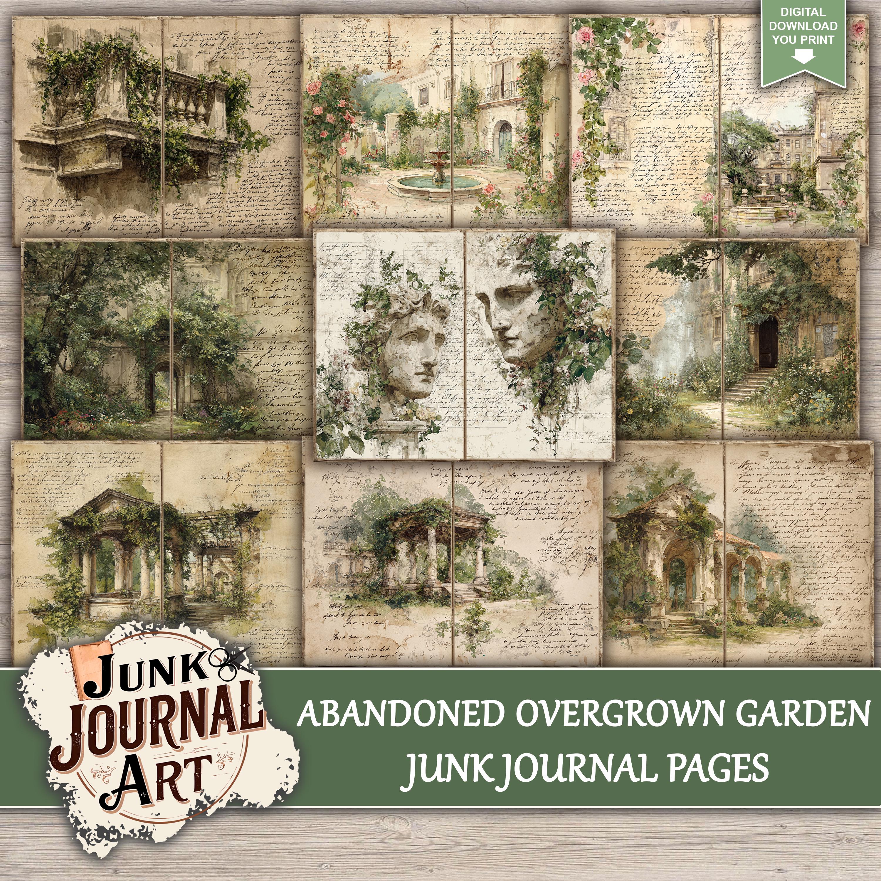 Abandoned Overgrown Garden Junk Journal Printable Pages, Vintage ...