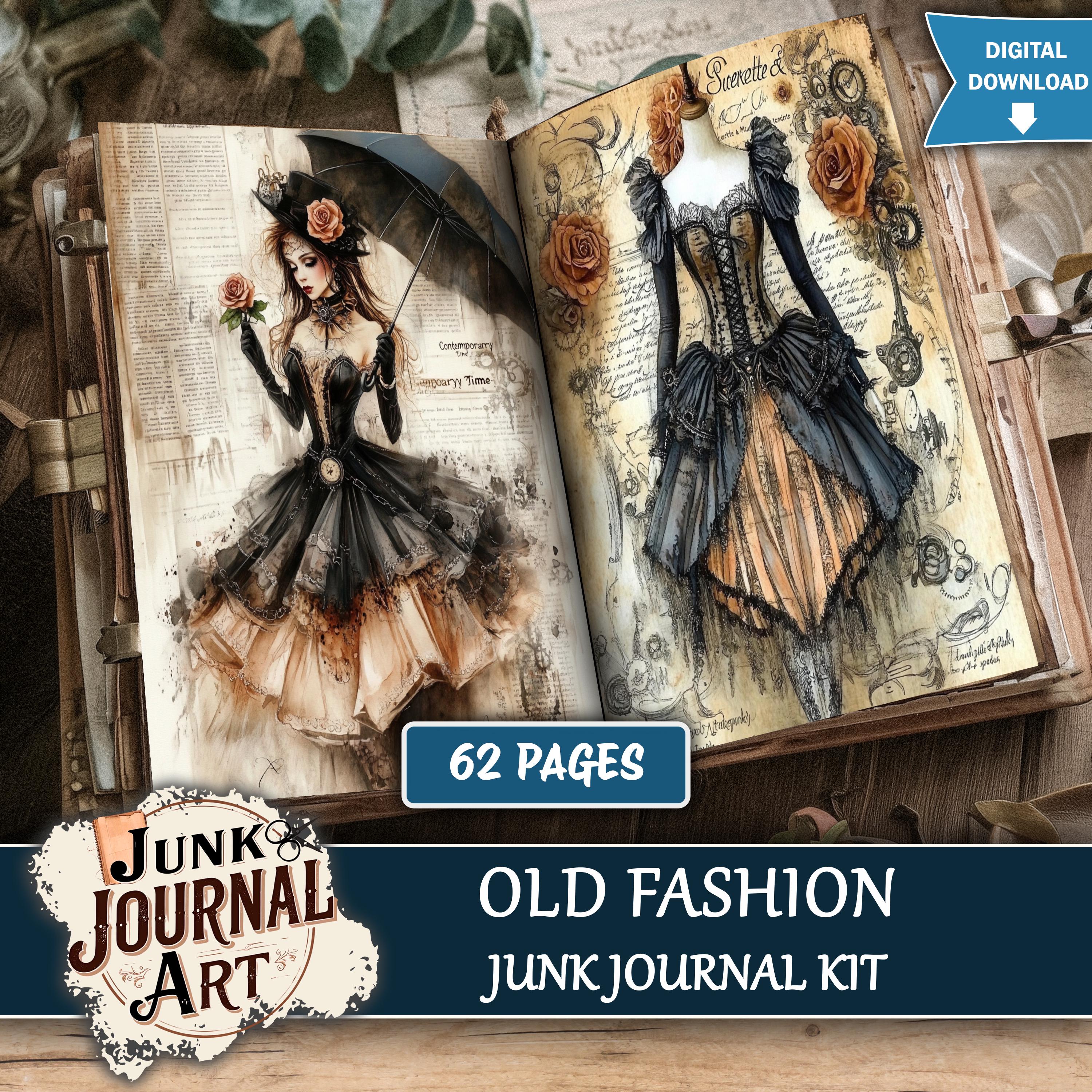 Vintage Fashion Junk Journal Kit, Victorian Dress Scrapbook Papers, Old ...