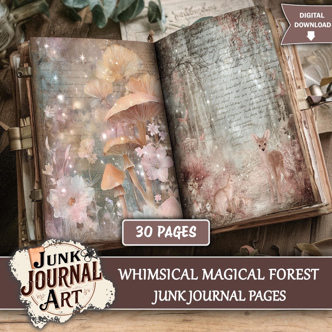 Magical Forest Junk Journal Pages, Junk Journal Supplies, Whimsical Kit ...