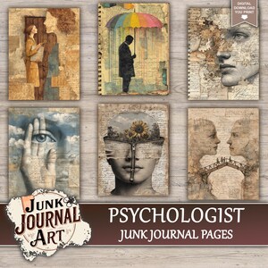 junk journal supplies, junk journal kits, junk journal paper, junk journal pages, Vintage Junk journal, Medical junk journal, Psychologist journal, Brain art, Mental Health, Phrenology Head, Mind Art, fussy cut, printable paper