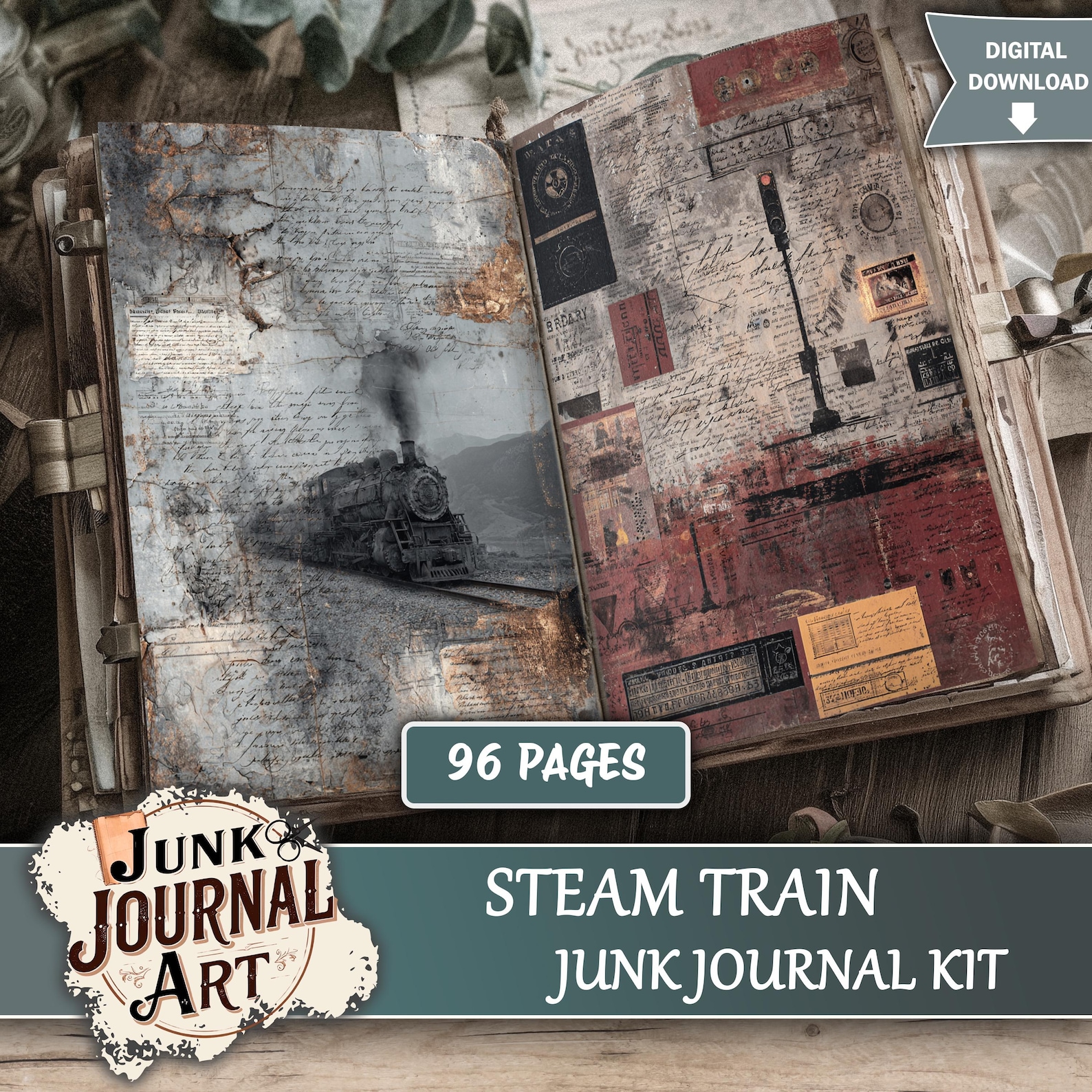 Steam Train Junk Journal Printable Pages, Travel Ticket Ephemera ...