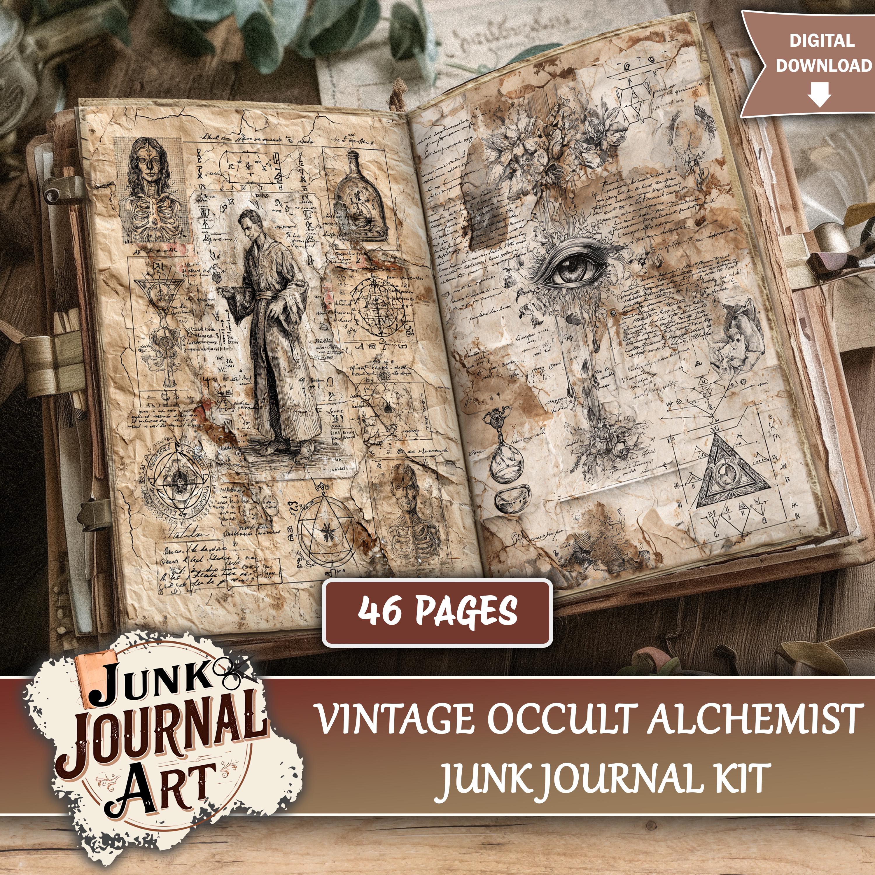 Vintage Occult Alchemist Junk Journal Printable Pages - Magic Spellbook ...