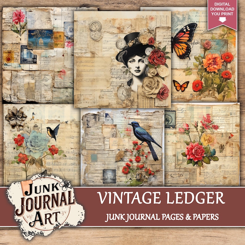 Ledger journal paper, Ledger junk journal, junk journal supplies, junk journal kits, junk journal ideas, junk journal paper, junk journaling kits, junk journaling, junk journal sticker, vintage junk journal, ledger printable, color ledger paper, ledger journal, ledger journal junk