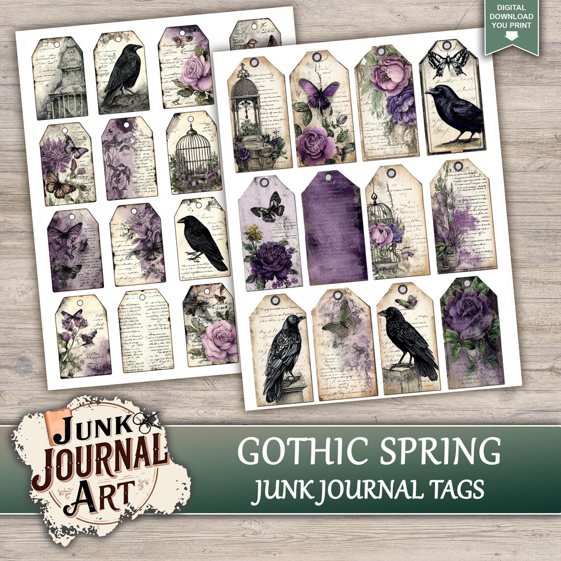 Gothic Spring Junk Journal Printable Pages - Junk Journal Supplies ...