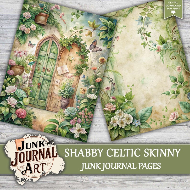 junk journal supplies, junk journal kits, junk journal ideas, junk journal paper,junk journal pages, vintage junk journal, Green Junk Journal,Skinny Junk Journal, Scrapbook Kit, flower junk journal, Shabby Chic Style, Rose junk journal, Cottage Core