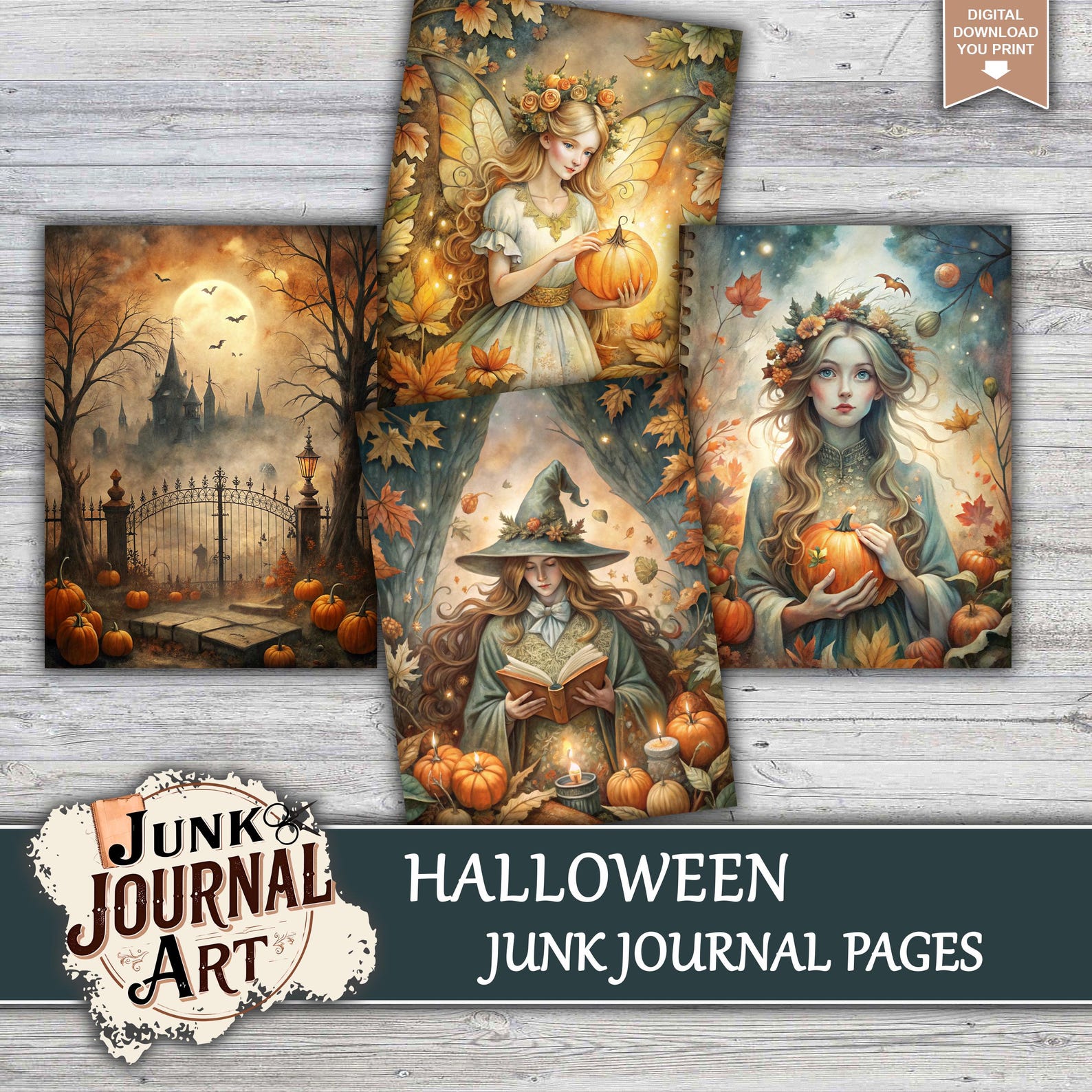 Halloween Junk Journal Kit Digital, Junk Journal Supplies, Junk Journal ...