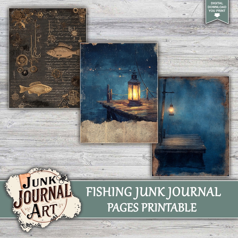 junk journal supplies, junk journal kits, junk journal ideas, junk journal paper, junk journal pages, Vintage Junk journal, Fishing Junk Journal, Vintage Fisherman, Angler Ephemera,Rustic Masculine, Fish journal paper, Fish Illustration, Lake Life Journal, Printable Paper