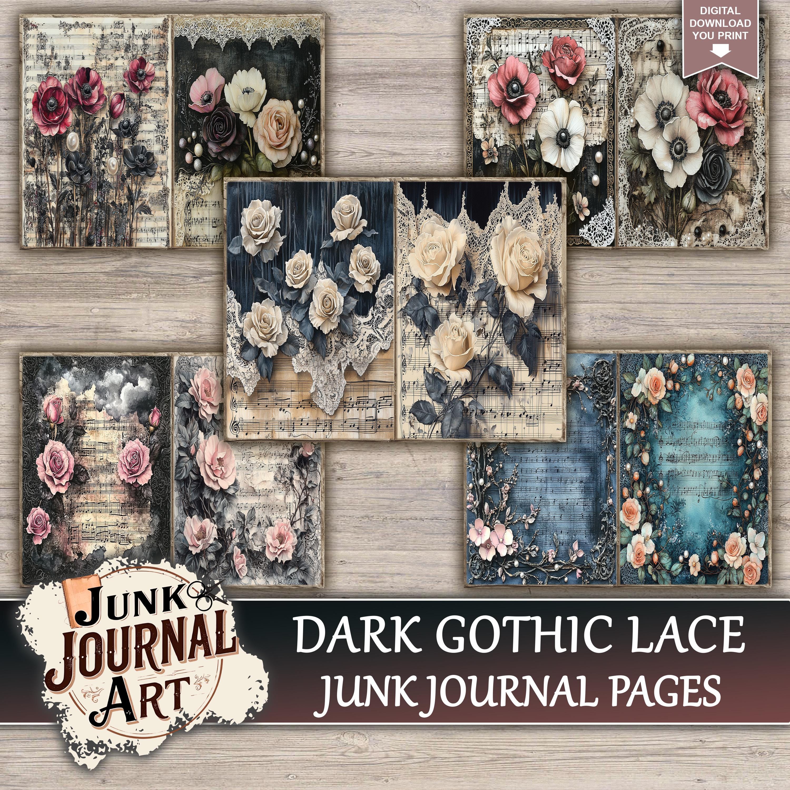 Dark Gothic Lace Junk Journal Printable Pages - Black Victorian Kit ...