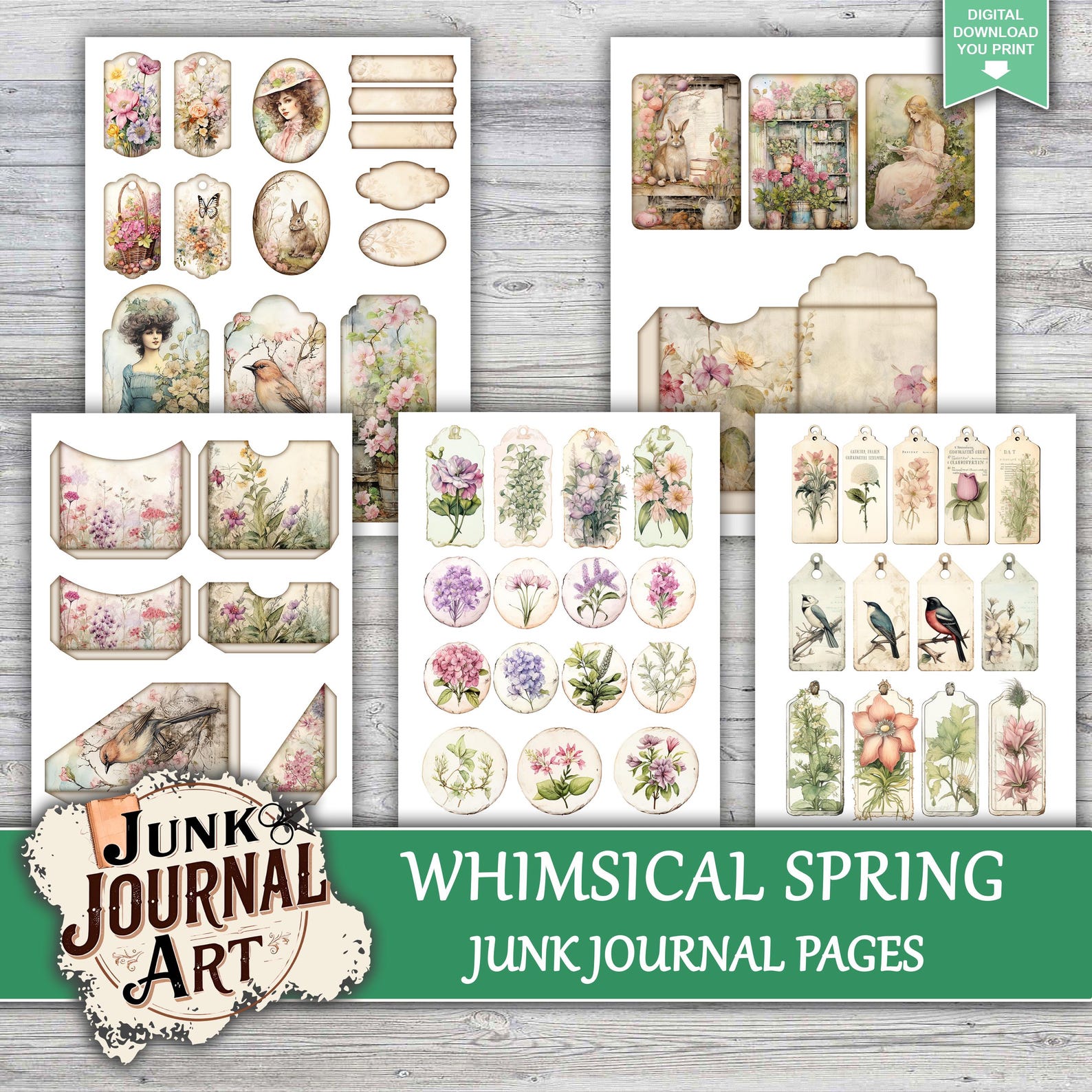Spring Junk Journal Kit, Junk Journal Supplies, Junk Journal Kits ...