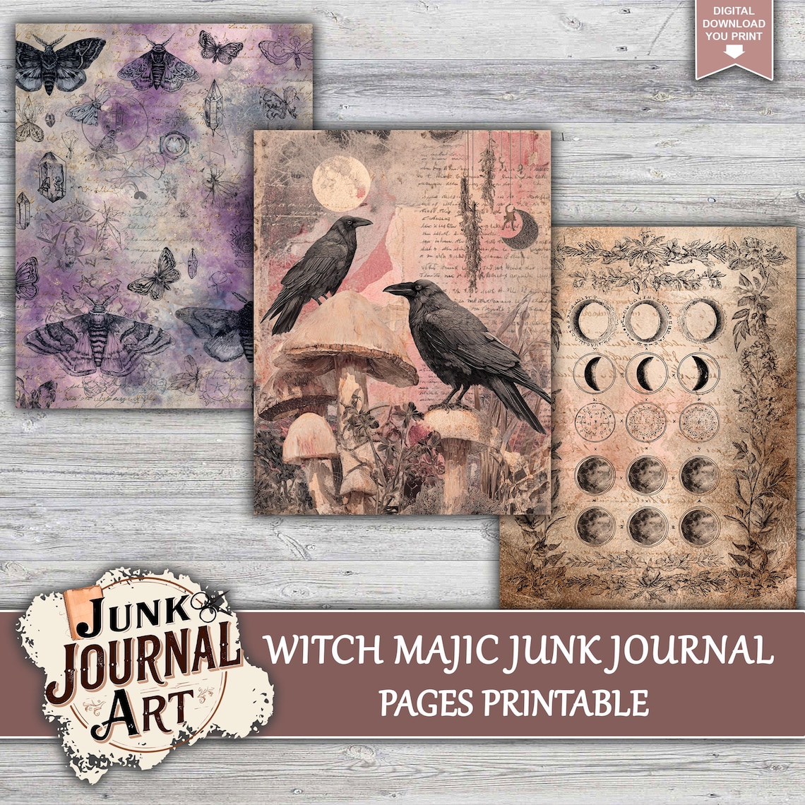 Witch Magic Junk Journal Pages, Junk Journal Supplies, Junk Journal ...