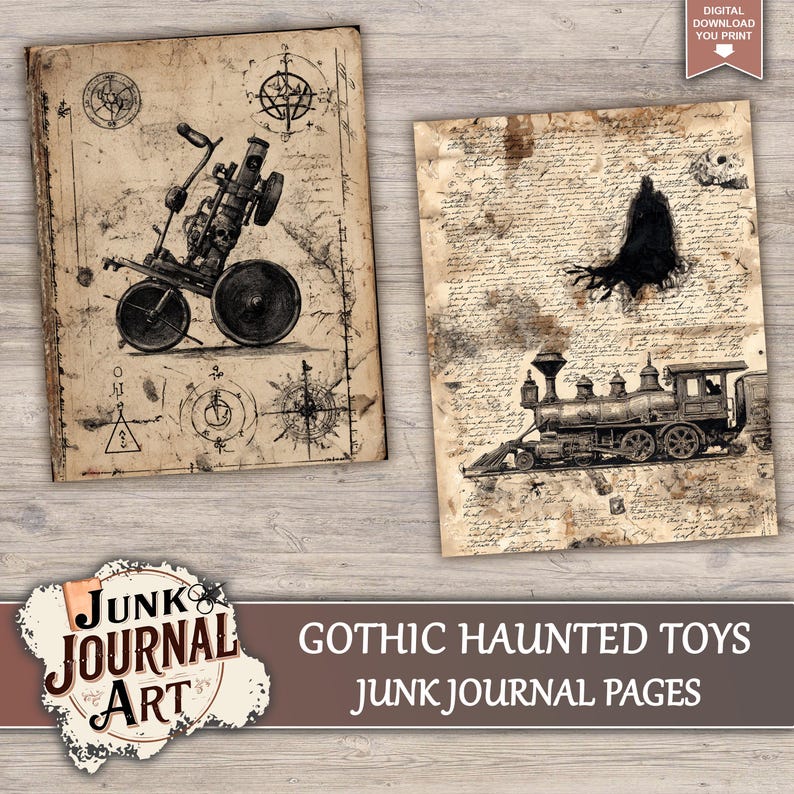 Gothic Haunted Toys Junk Journal Printable Pages - Creepy Doll Kit ...