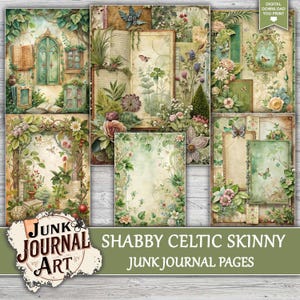 junk journal supplies, junk journal kits, junk journal ideas, junk journal paper,junk journal pages, vintage junk journal, Green Junk Journal,Skinny Junk Journal, Scrapbook Kit, flower junk journal, Shabby Chic Style, Rose junk journal, Cottage Core