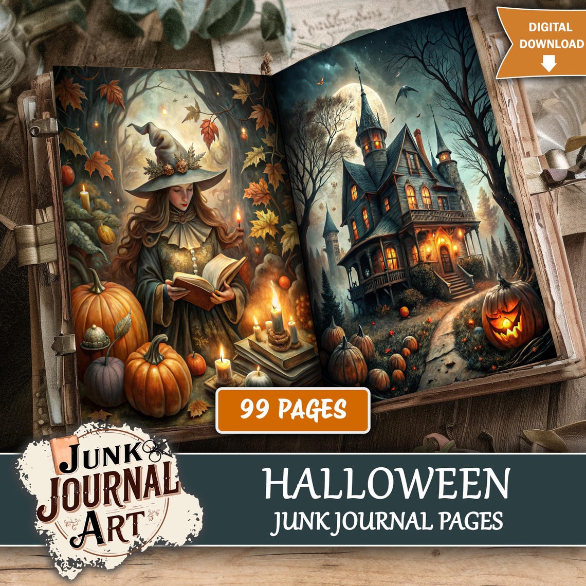 Halloween Junk Journal Kit Digital, Junk Journal Supplies, Junk Journal ...