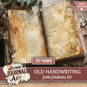 Handwriting paper printable, Junk journal supplies, Junk journal kits, vintage junk journal printables, vintage scrapbook paper, Tags, cards