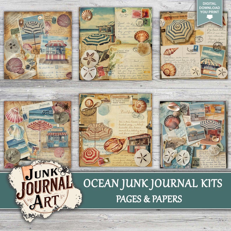 Ocean Junk Journal, Junk Journal Supplies, Junk Journal Kits, Summer ...