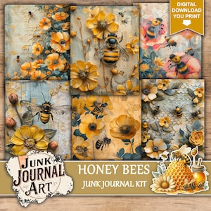 Honey Bees junk journal kit