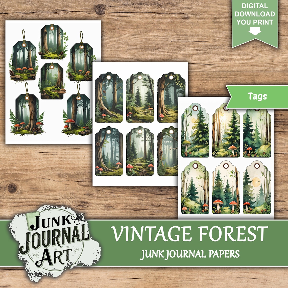 Forest Junk Journal Kit, Vintage Woodland Printable Pages, Botanical ...