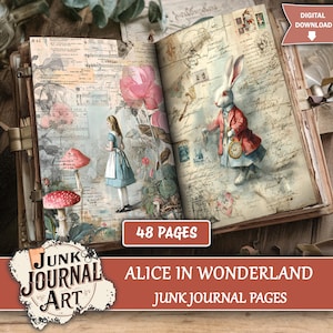 Alice in Wonderland junk journal supplies
