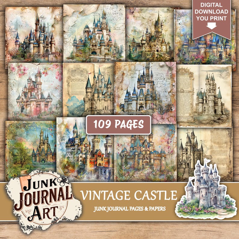 Vintage Medieval Castle Junk Journal Kit, Fantasy Ephemera, Gothic ...