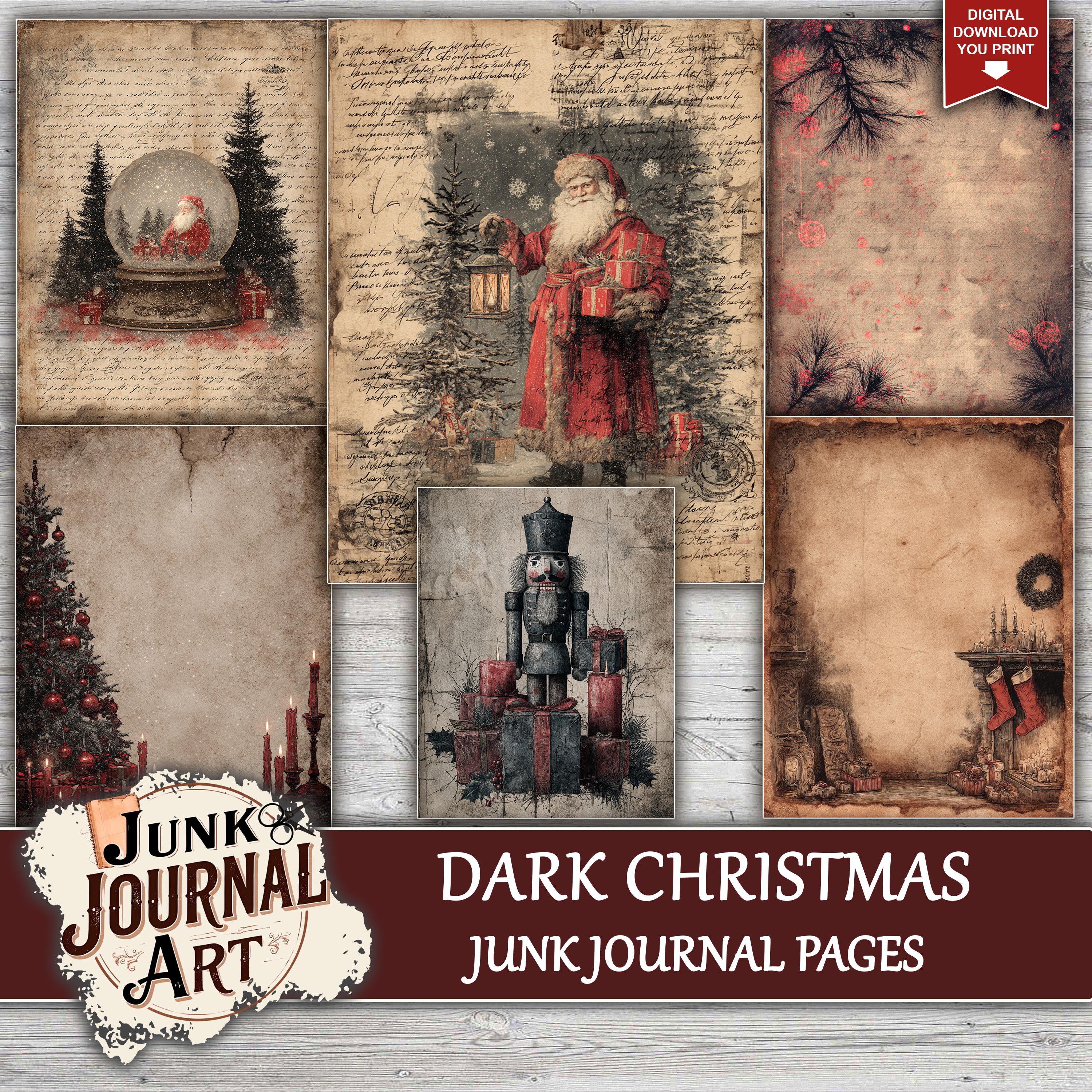 Dark Christmas Junk Journal Pages, Junk Journal Supplies, Gothic ...