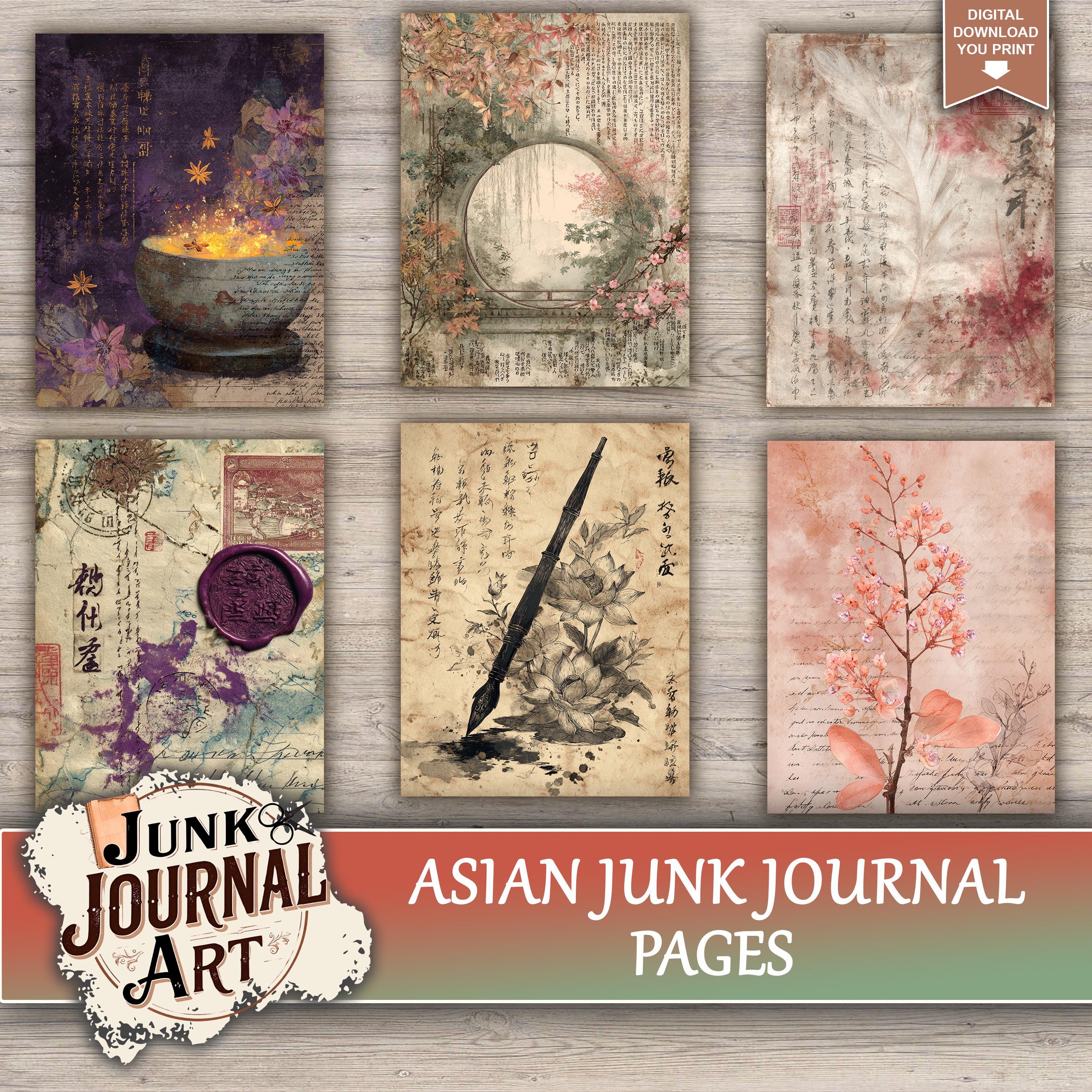 Asian Junk Journal Printable Pages - Japanese Kit, Cherry Blossom ...