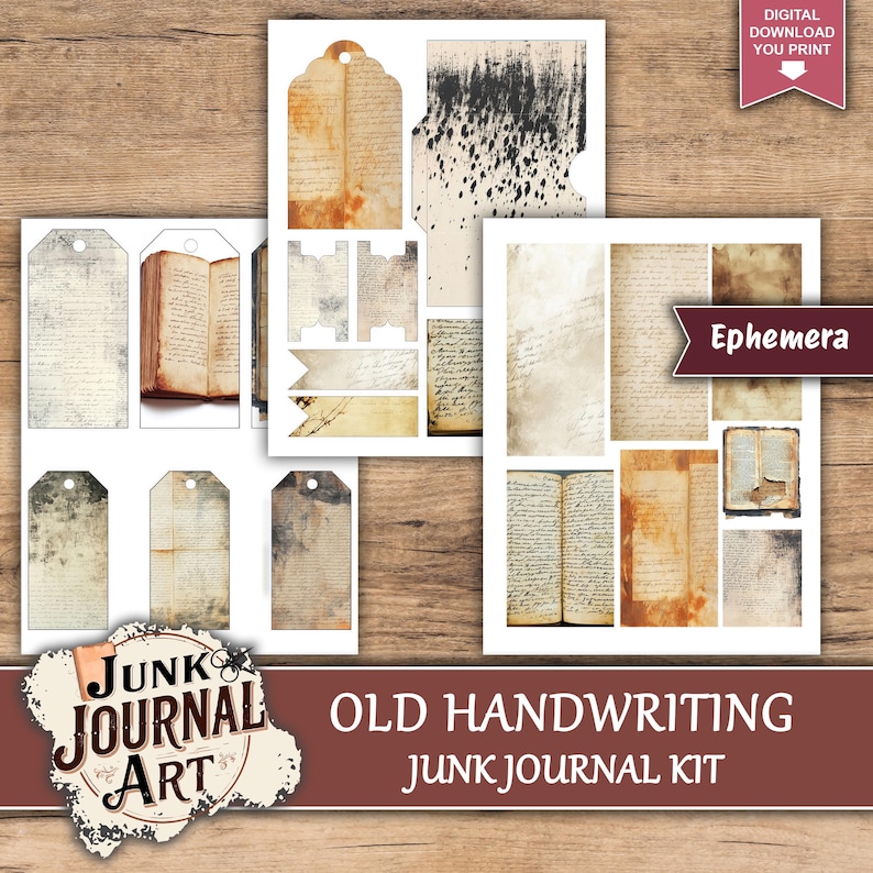 Handwriting Paper Printable, Junk Journal Supplies, Junk Journal Kits ...