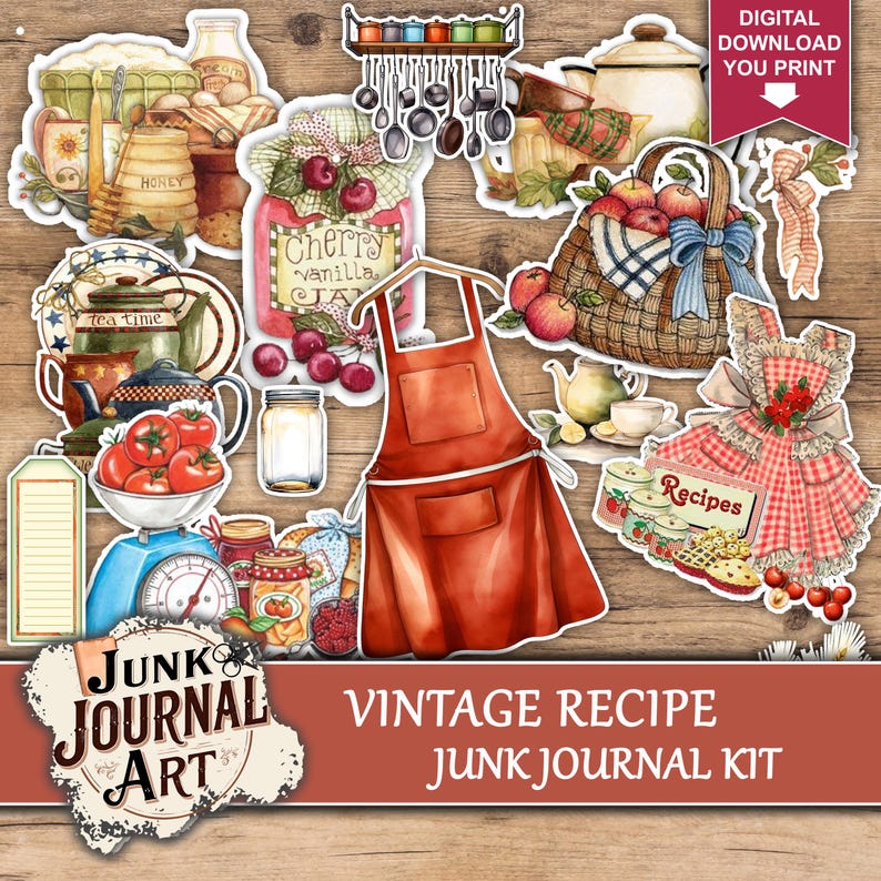 Recipe Junk Journal Kits Printables, Kitchen Junk Journal, Junk Journal ...