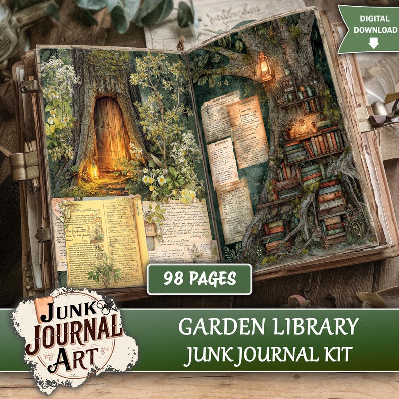 Garden Library Junk Journal Printable Pages, Botanical Book Kit, Secret ...