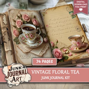 Junk journal Tea, junk journal supplies, junk journal kits, junk journal vintage, tea junk journal printables, tea ephemera junk journal