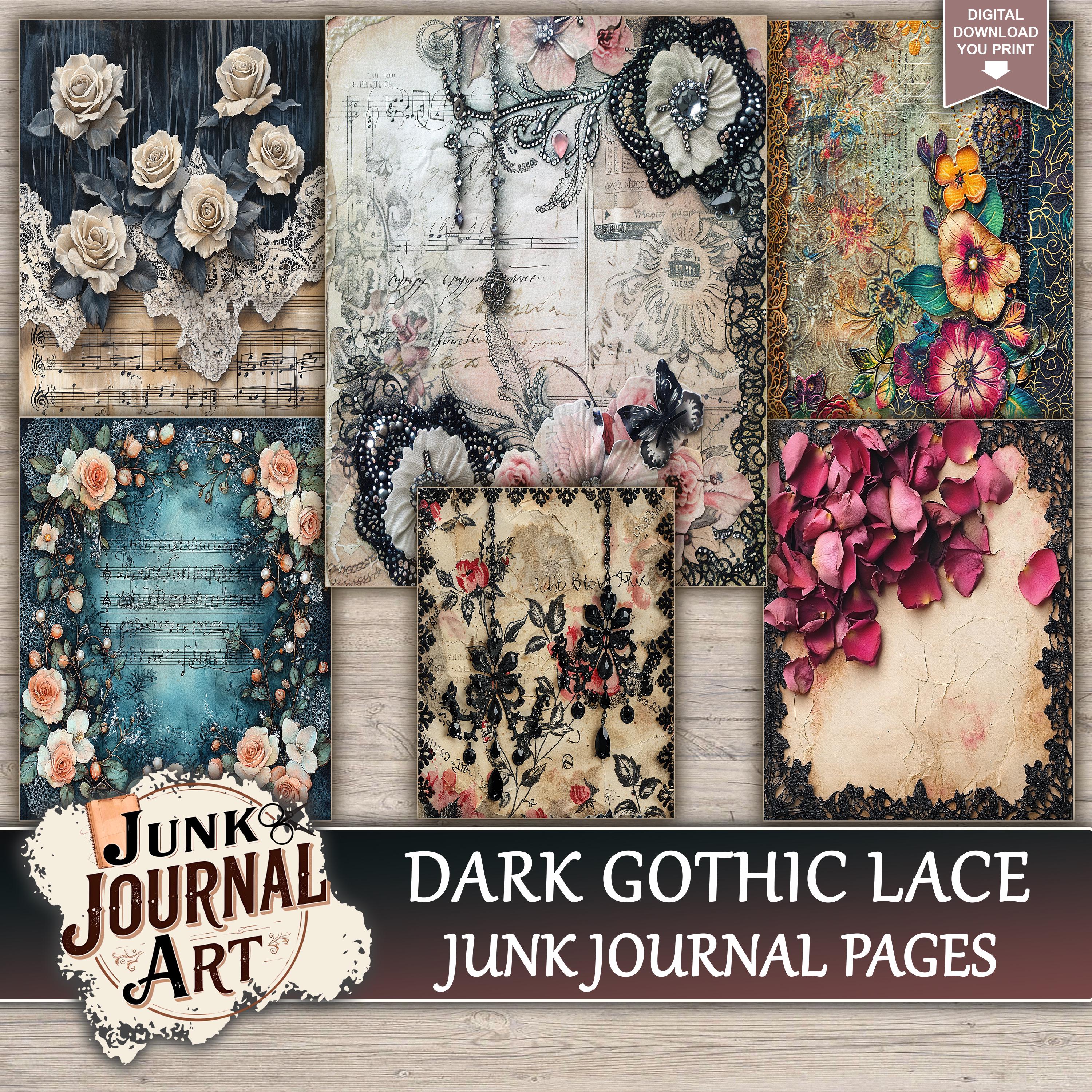 Dark Gothic Lace Junk Journal Printable Pages - Black Victorian Kit ...