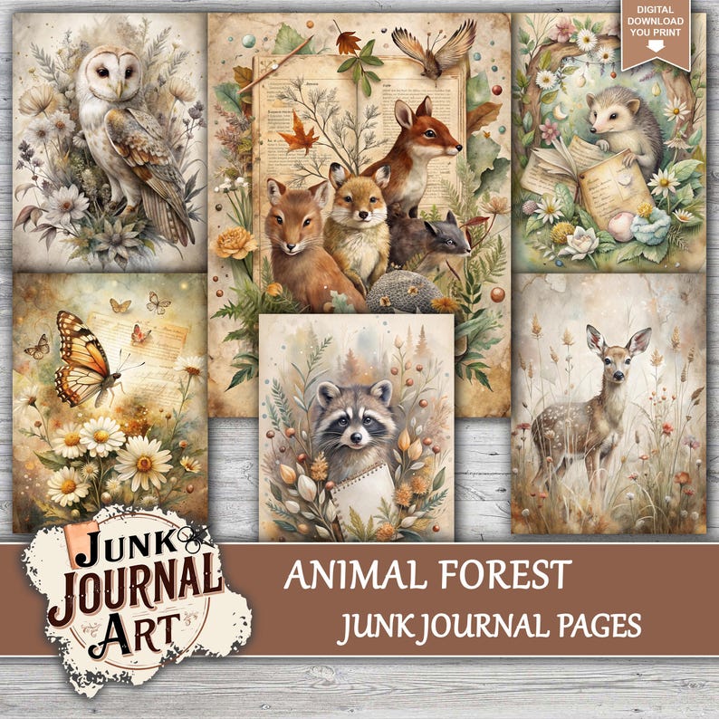 Animal Junk Journal, Forest Junk Journal, Junk Journal Supplies, Junk ...