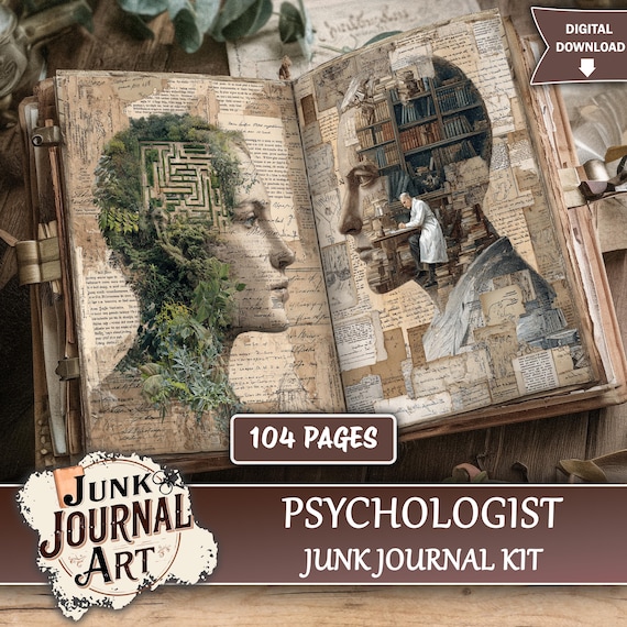 Psychologist Junk Journal Printable Pages - Brain Ephemera, Mental Health Kit, Medical Paper
