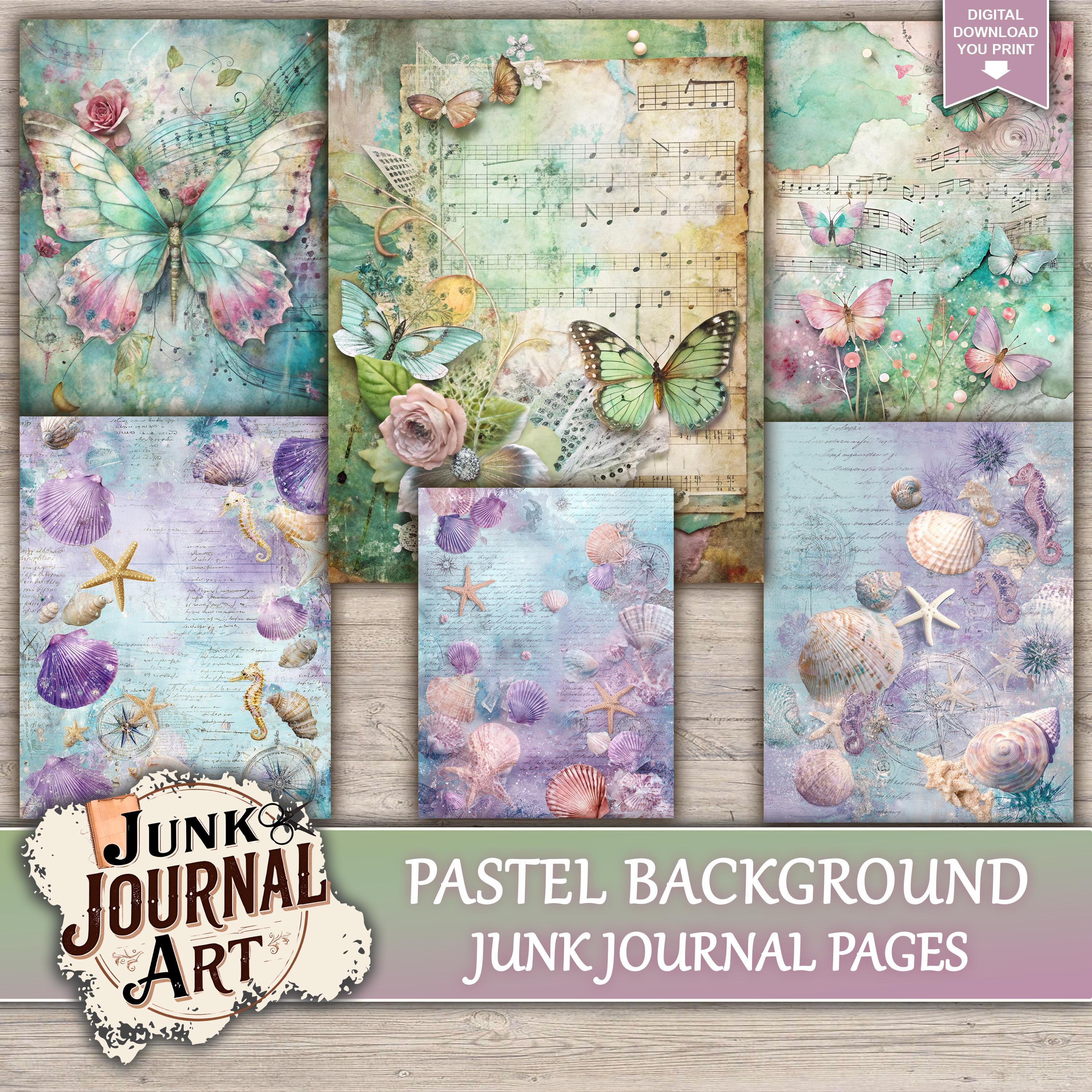 Pastel Background Junk Journal Printable Pages, Soft Watercolor Kit ...