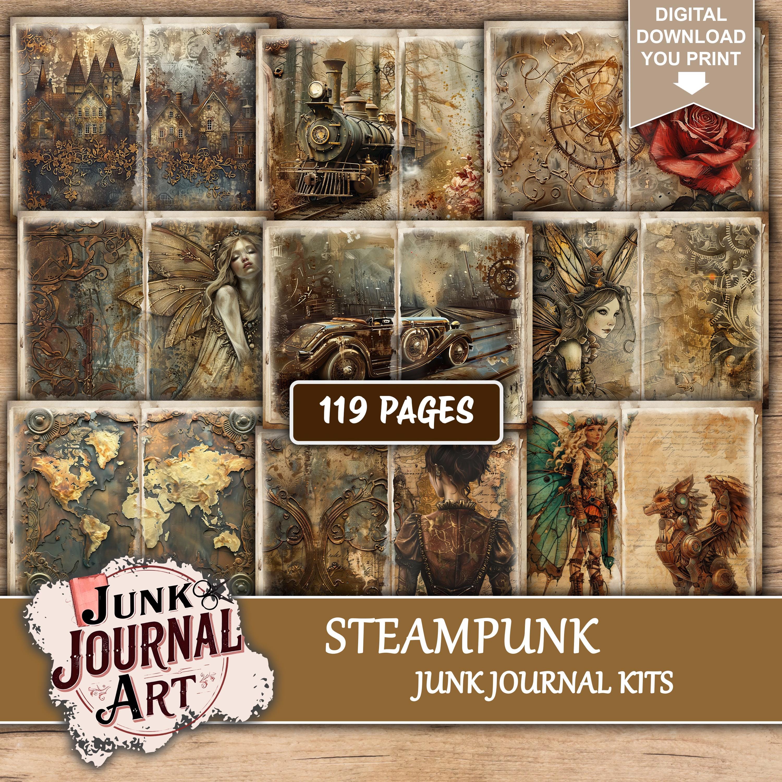 Steampunk Junk Journal Kit, Mechanical Ephemera, Clockwork Gear ...
