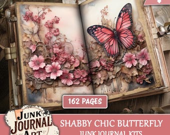 Butterfly junk journal papers, junk journal supplies, junk journal kits, butterfly journaling kit, junk journal roses ephemera butterfly