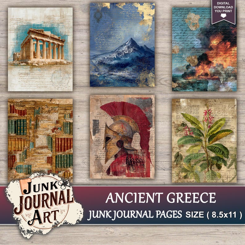Ancient Greece Junk Journal Printable Pages - Vintage Mythology Kit ...