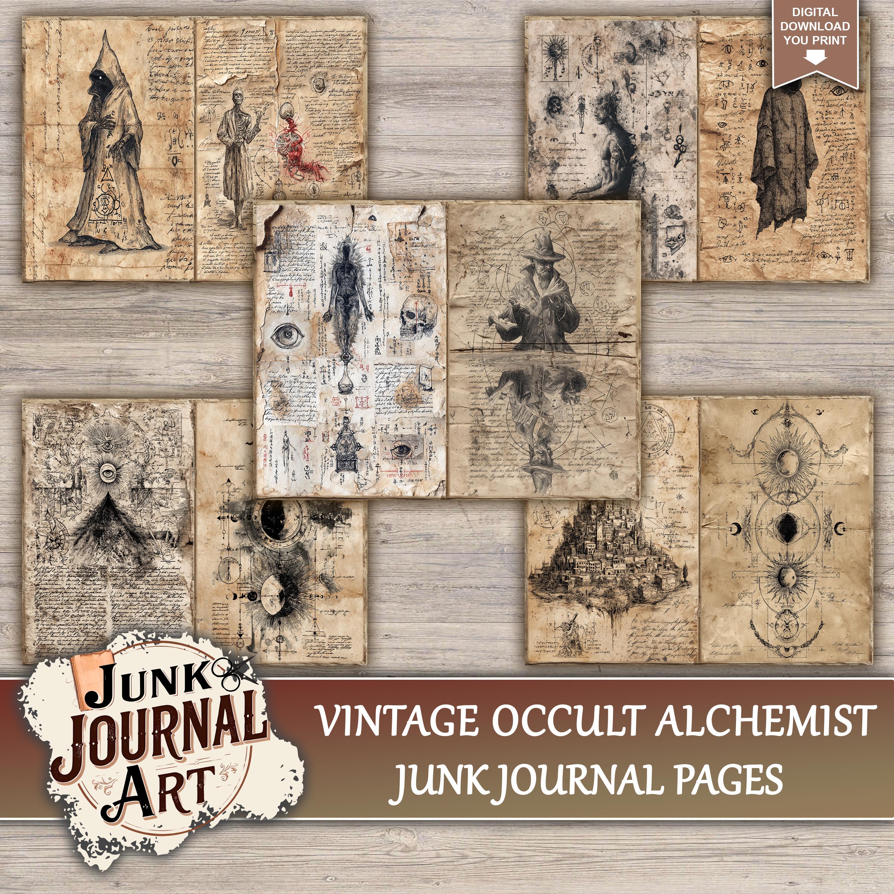 Vintage Occult Alchemist Junk Journal Printable Pages - Magic Spellbook ...