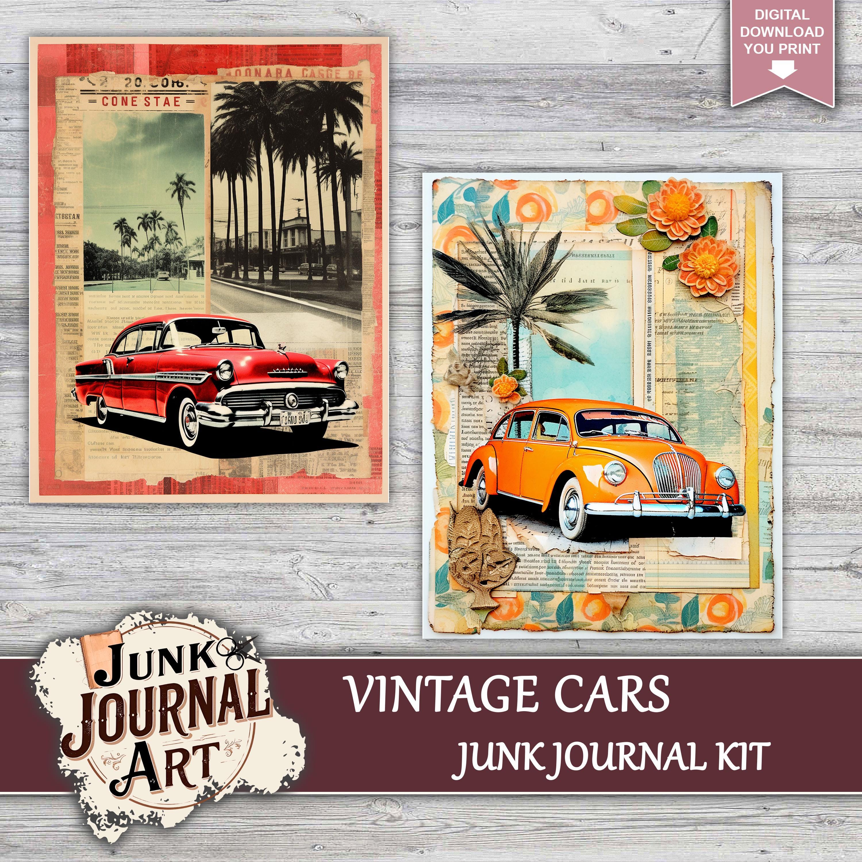 Car Notes Journal Old Car Junk Journal, Junk Journal Supplies, Junk Journal Kits, Vintage ...