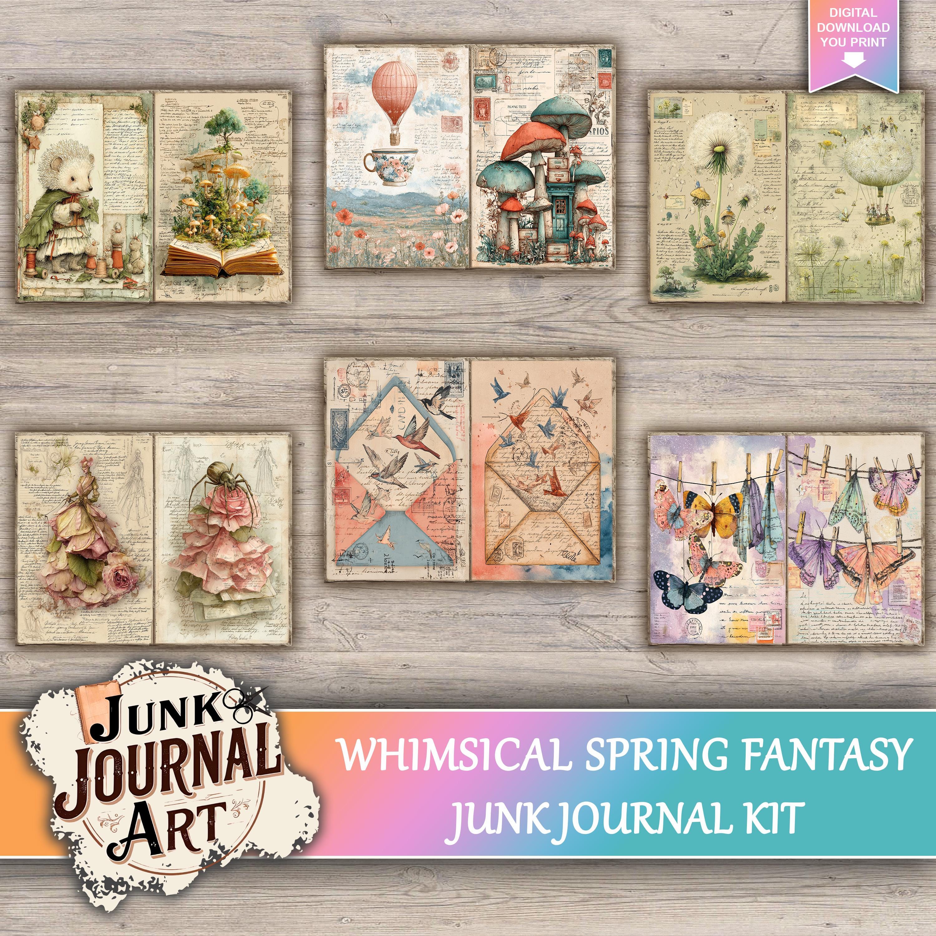 Fantasy Spring Junk Journal Printable Pages, Magical Forest Art ...