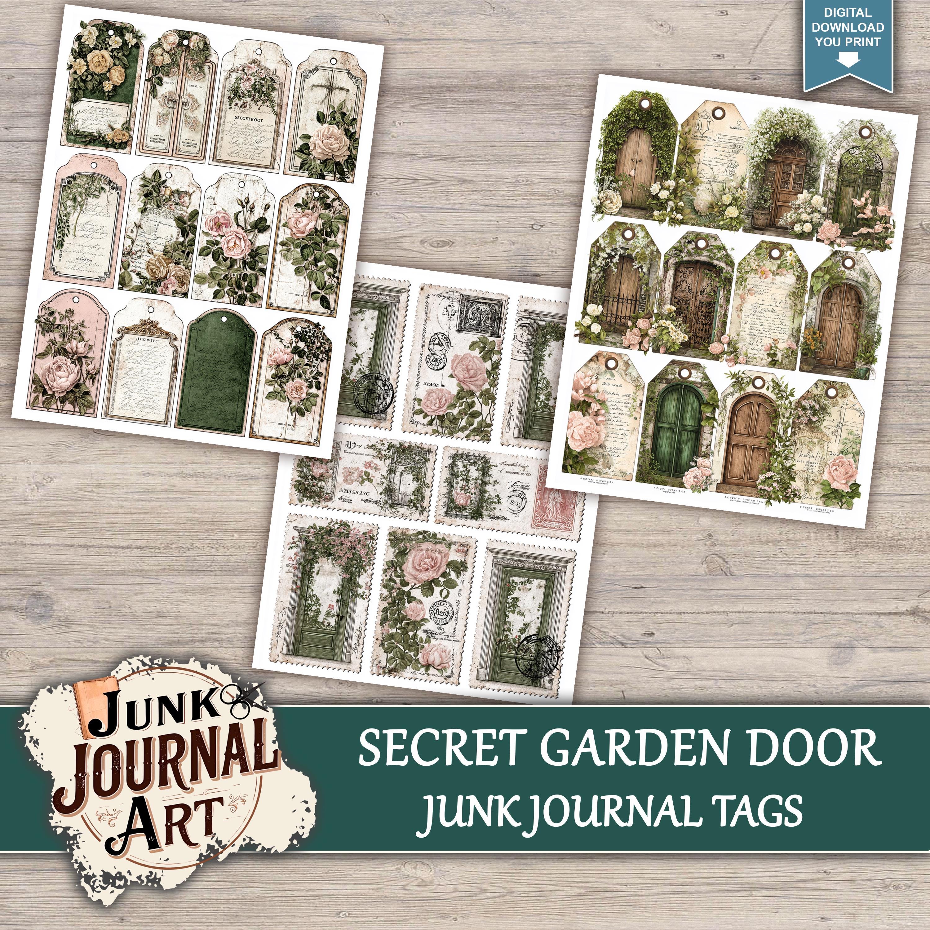 Secret Garden Door Junk Journal Printable Pages - Vintage Key Ephemera ...