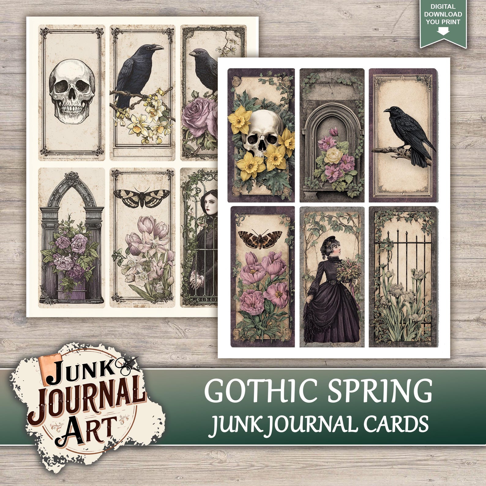 Gothic Spring Junk Journal Printable Pages - Junk Journal Supplies ...