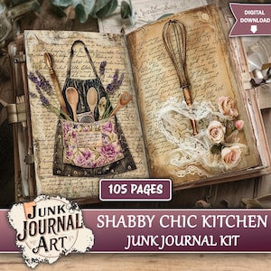 Shabby Chic Kitchen Junk Journal Kit | Floral Baking Ephemera, Recipe  Printable Pages (Digital Download)