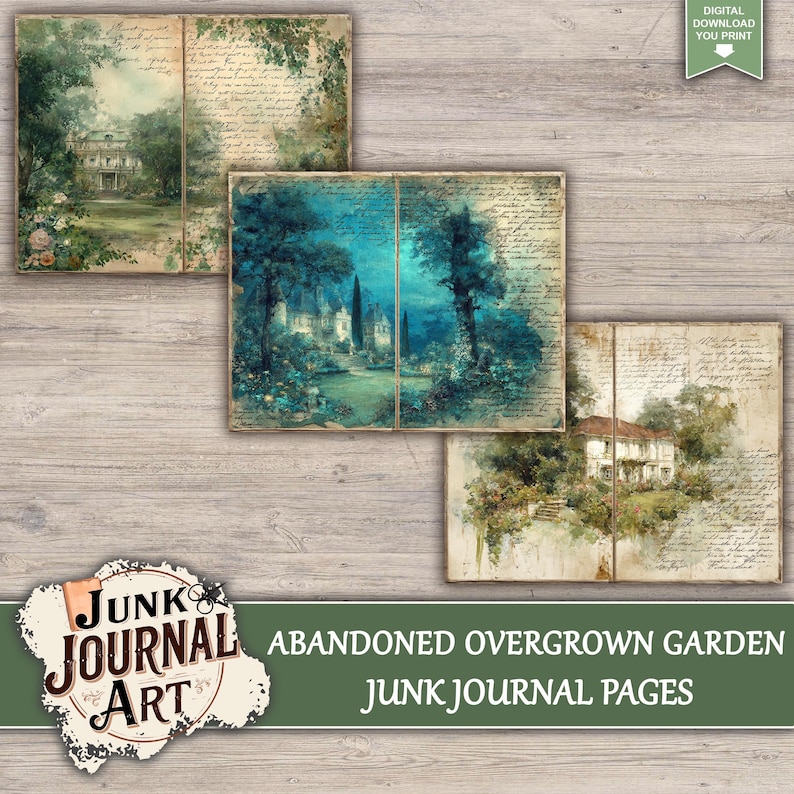Abandoned Overgrown Garden Junk Journal Printable Pages, Vintage ...