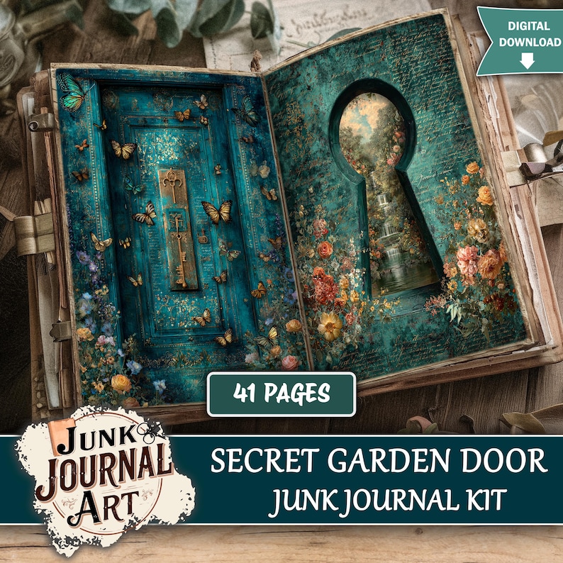 Secret Garden Door Junk Journal Printable Pages - Vintage Key Ephemera ...